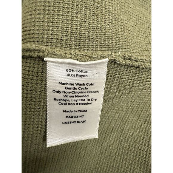 Talbots Size L Cotton Stretch Sweater Blazer Pockets Olive Green Knit Soft - Picture 9 of 9